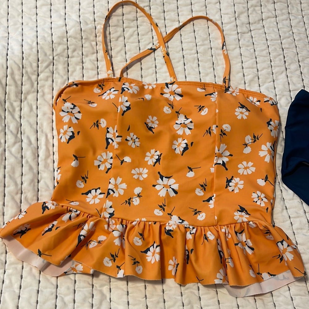Women’s bikini/ tankini, navy and orange, size Medium, NEVER WORN